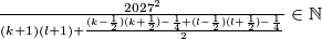 \frac{2027^2}{(k+1)(l+1)+\frac{(k-\frac{1}{2})(k+\frac{1}{2})-\frac{1}{4}+(l-\frac{1}{2})(l+\frac{1}{2})-\frac{1}{4}}{2}}\in\mathbb{N}