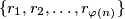 \{r_1, r_2, \ldots, r_{\varphi(n)}\}