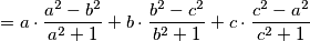 = a \cdot \frac{a^2 - b^2}{a^2 + 1} + b \cdot \frac{b^2 - c^2}{b^2 + 1} + c \cdot \frac{c^2 - a^2}{c^2 + 1}