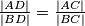\frac{|AD|}{|BD|} = \frac{|AC|}{|BC|}