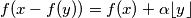 f(x-f(y)) = f(x) + \alpha \lfloor y \rfloor