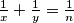 \frac{1}{x} + \frac{1}{y} = \frac{1}{n}