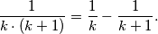 \frac{1}{k\cdot (k+1)} = \frac{1}{k}-\frac{1}{k+1}.