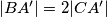 |BA'| = 2|CA'|