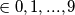 \in{0,1,...,9}