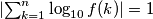 \left |\sum_{k=1}^n\log_{10}f(k)\right|=1