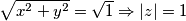 \sqrt{x^2+y^2}=\sqrt{1}\Rightarrow |z|=1