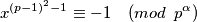 x^{(p-1)^2-1}\equiv -1  \quad (mod \enspace p^{\alpha})
