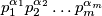 p_1^{\alpha_1}p_2^{\alpha_2}\hdots p_m^{\alpha_m}