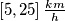 \left[5 , 25\right] \frac{km}{h}