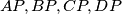 AP,BP,CP,DP