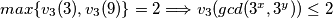 max\{v_3(3),v_3(9)\}=2\Longrightarrow v_3(gcd(3^x,3^y))\le2