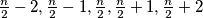 \frac{n}{2}-2,\frac{n}{2}-1,\frac{n}{2},\frac{n}{2}+1,\frac{n}{2}+2