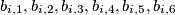 b_{i,1},b_{i,2},b_{i,3},b_{i,4},b_{i,5},b_{i,6}