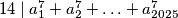 14 \mid a_1^7+ a_2^7 + \hdots + a_{2025}^7