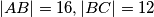 |AB|=16, |BC|=12
