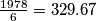 \frac{1978}{6}=329.67