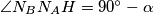 \angle N_BN_AH = 90^\circ - \alpha