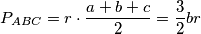 P_{ABC} = r\cdot \frac{a+b+c}{2} = \frac 32 br